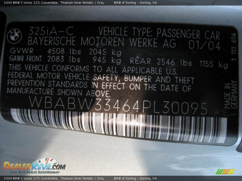 2004 BMW 3 Series 325i Convertible Titanium Silver Metallic / Grey Photo #16