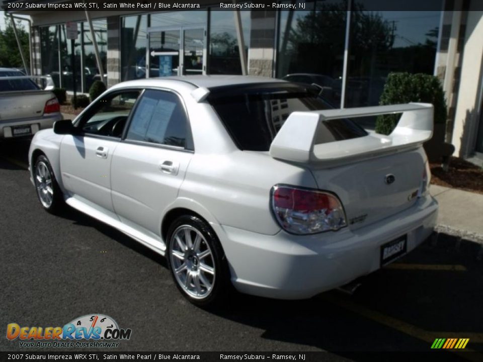 2007 Subaru Impreza WRX STi Satin White Pearl / Blue Alcantara Photo #5