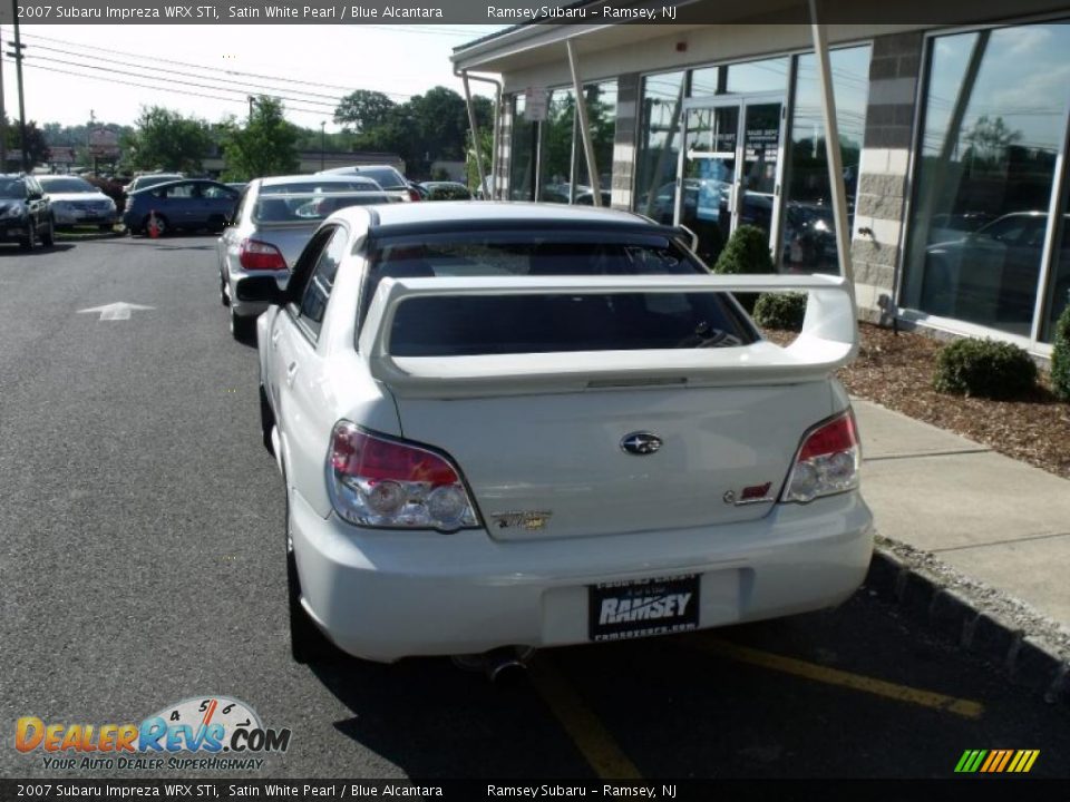 2007 Subaru Impreza WRX STi Satin White Pearl / Blue Alcantara Photo #6