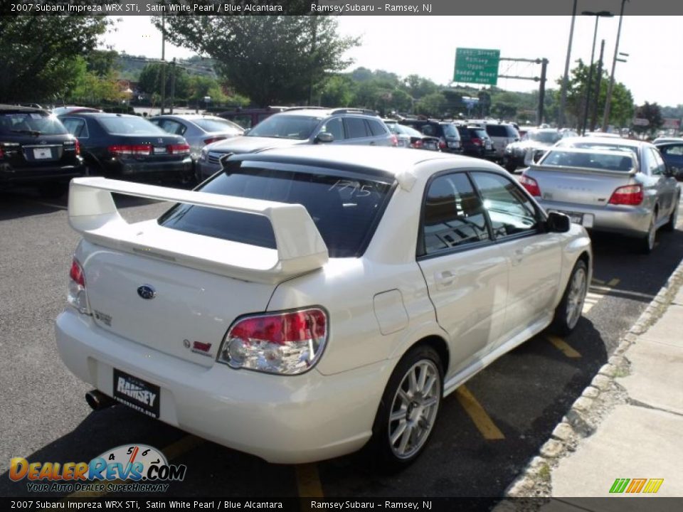 2007 Subaru Impreza WRX STi Satin White Pearl / Blue Alcantara Photo #8