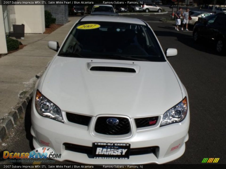 2007 Subaru Impreza WRX STi Satin White Pearl / Blue Alcantara Photo #10