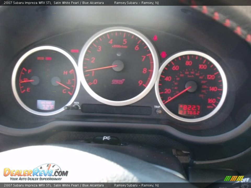 2007 Subaru Impreza WRX STi Satin White Pearl / Blue Alcantara Photo #14