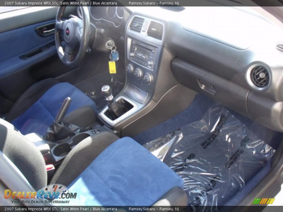 2007 Subaru Impreza WRX STi Satin White Pearl / Blue Alcantara Photo #24