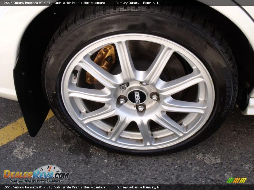 2007 Subaru Impreza WRX STi Satin White Pearl / Blue Alcantara Photo #27