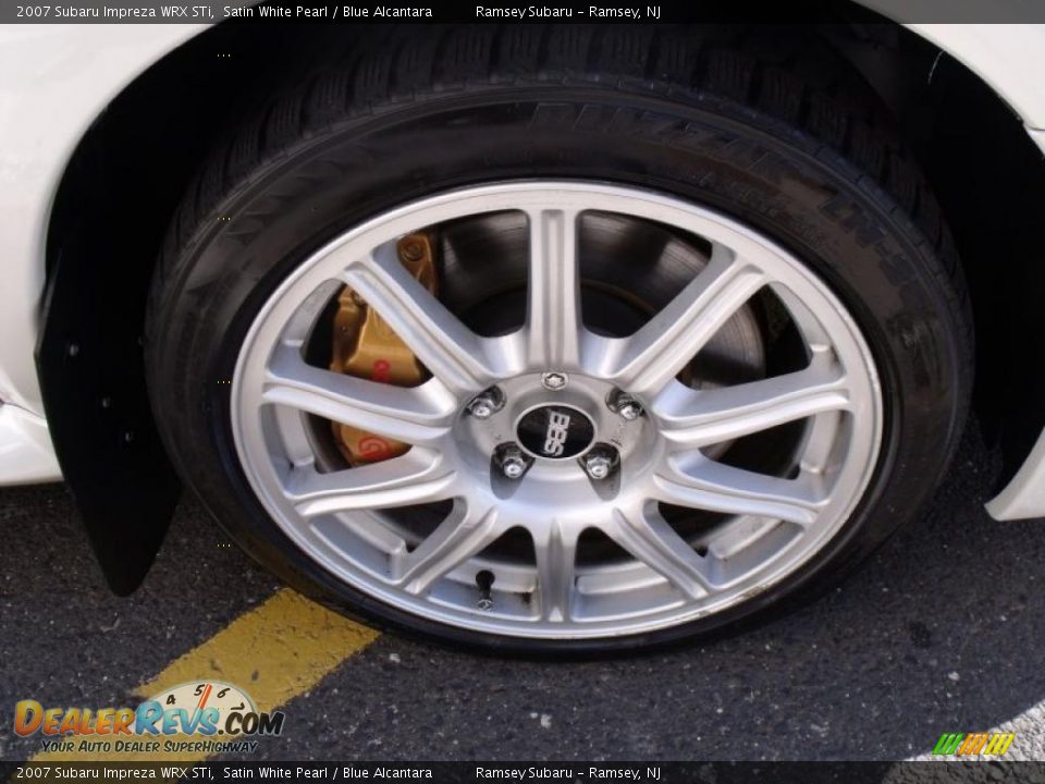 2007 Subaru Impreza WRX STi Satin White Pearl / Blue Alcantara Photo #28
