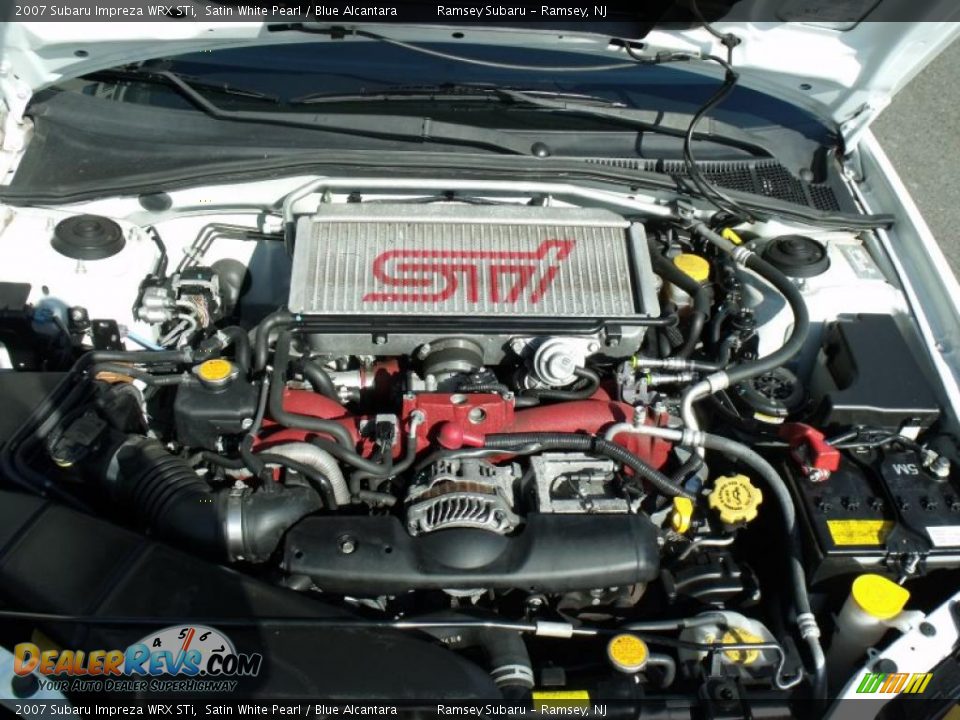 2007 Subaru Impreza WRX STi Satin White Pearl / Blue Alcantara Photo #31