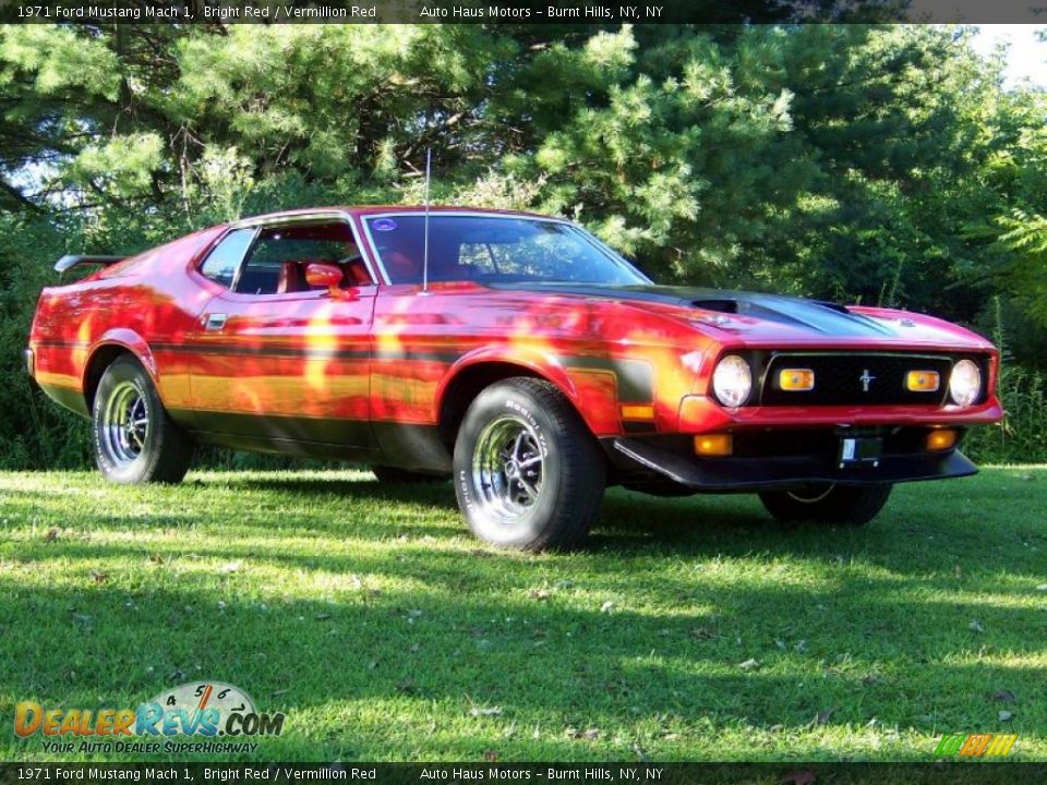 1971 Ford Mustang Mach 1 Bright Red / Vermillion Red Photo #3