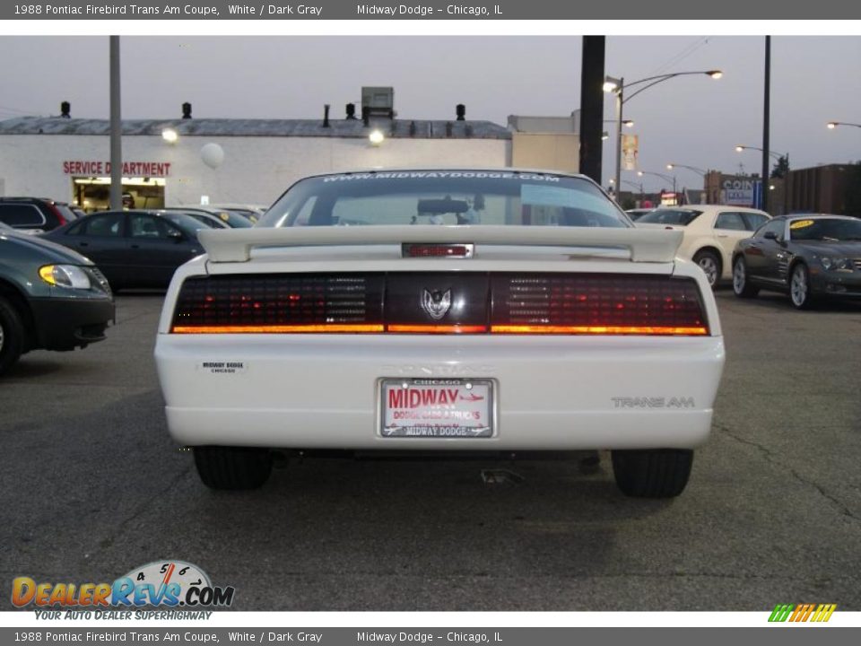 1988 Pontiac Firebird Trans Am Coupe White / Dark Gray Photo #3