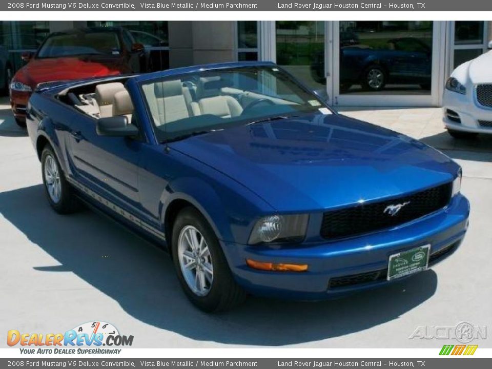 2008 Ford Mustang V6 Deluxe Convertible Vista Blue Metallic / Medium Parchment Photo #14