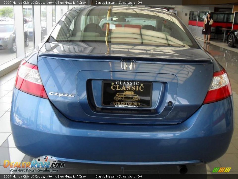 2007 Honda Civic LX Coupe Atomic Blue Metallic / Gray Photo #6