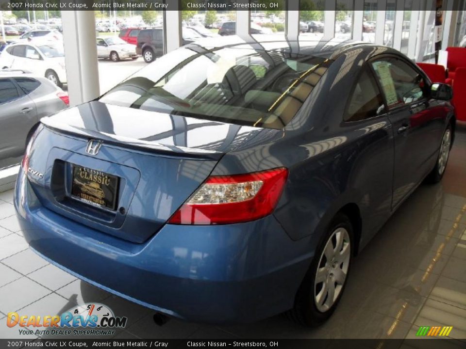2007 Honda Civic LX Coupe Atomic Blue Metallic / Gray Photo #7