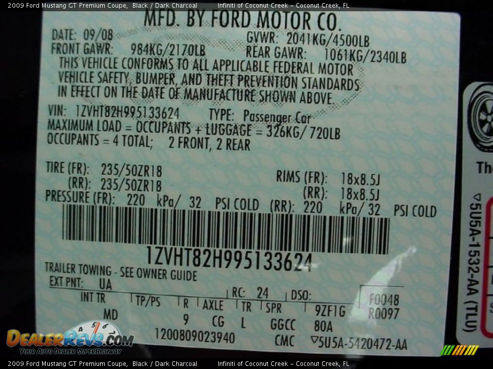 2009 Ford Mustang GT Premium Coupe Black / Dark Charcoal Photo #22