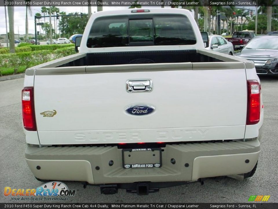 2010 Ford F450 Super Duty King Ranch Crew Cab 4x4 Dually White Platinum Metallic Tri Coat / Chapparal Leather Photo #5