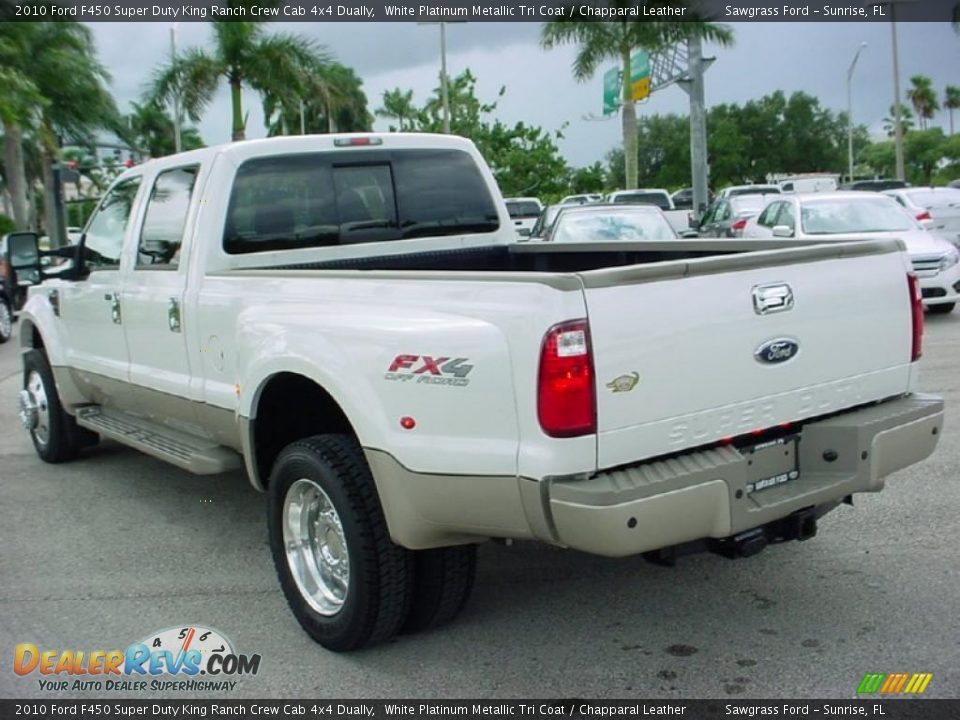 2010 Ford F450 Super Duty King Ranch Crew Cab 4x4 Dually White Platinum Metallic Tri Coat / Chapparal Leather Photo #8