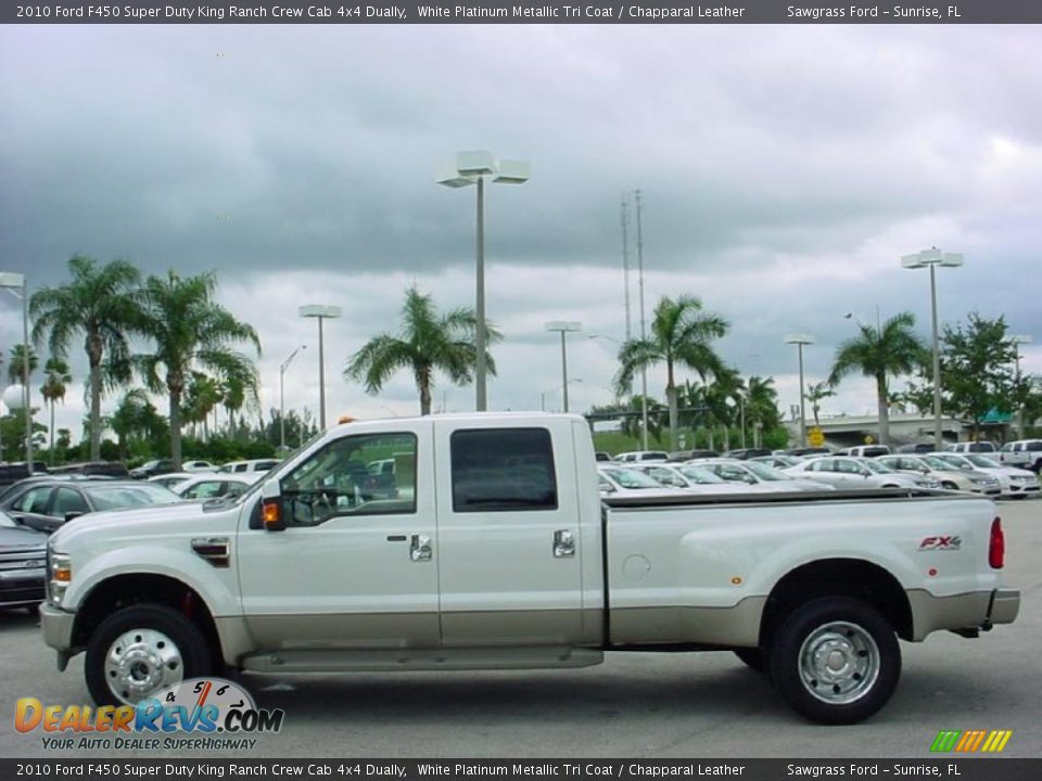 2010 Ford F450 Super Duty King Ranch Crew Cab 4x4 Dually White Platinum Metallic Tri Coat / Chapparal Leather Photo #9