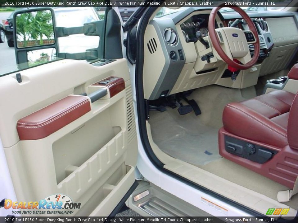 2010 Ford F450 Super Duty King Ranch Crew Cab 4x4 Dually White Platinum Metallic Tri Coat / Chapparal Leather Photo #12