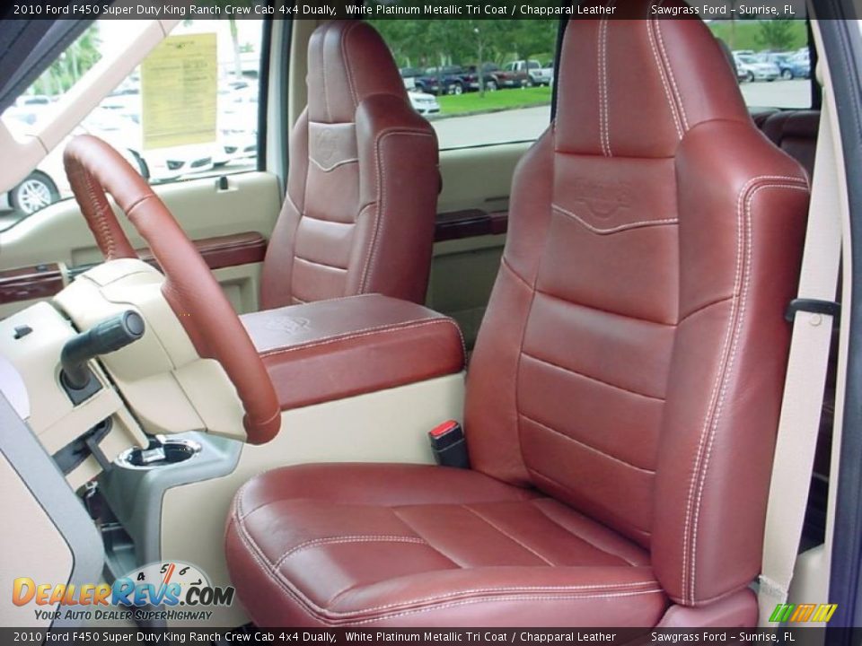 2010 Ford F450 Super Duty King Ranch Crew Cab 4x4 Dually White Platinum Metallic Tri Coat / Chapparal Leather Photo #13