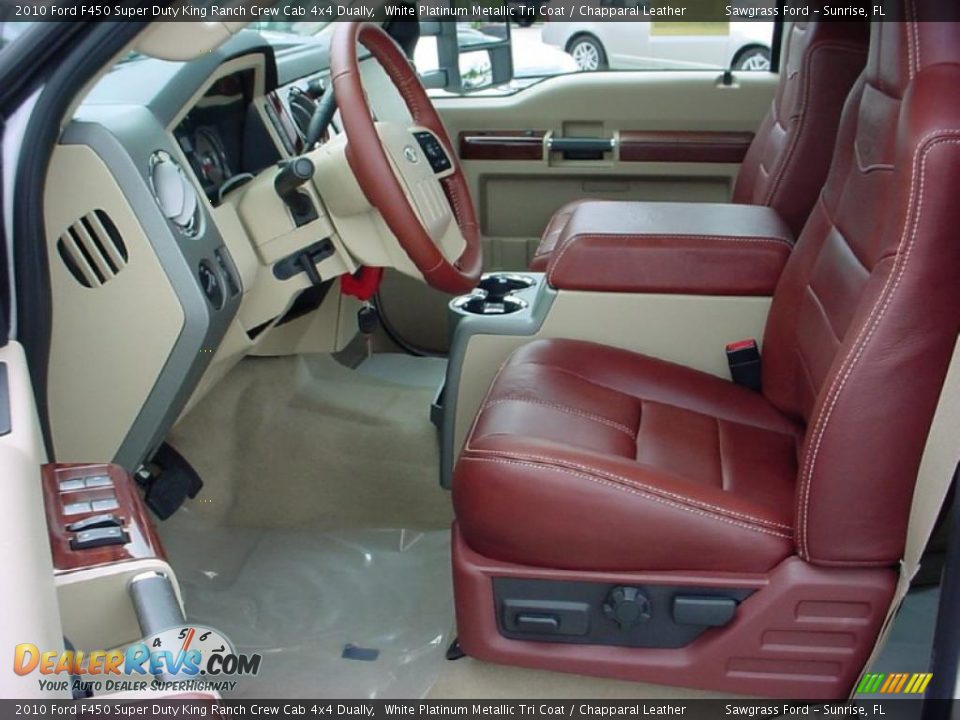 2010 Ford F450 Super Duty King Ranch Crew Cab 4x4 Dually White Platinum Metallic Tri Coat / Chapparal Leather Photo #14