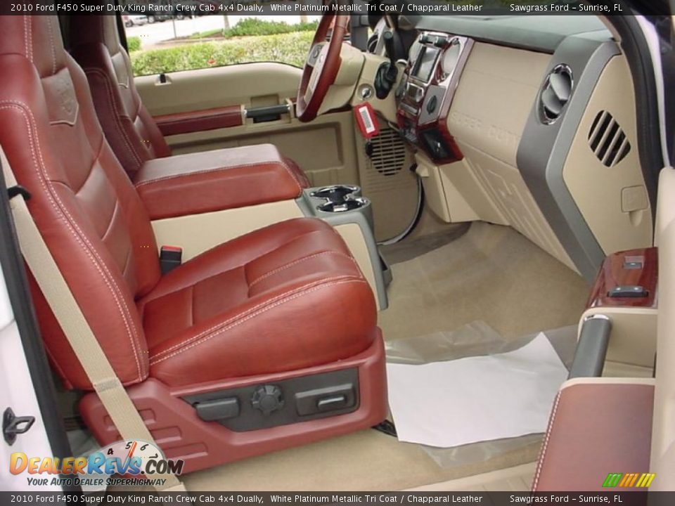 2010 Ford F450 Super Duty King Ranch Crew Cab 4x4 Dually White Platinum Metallic Tri Coat / Chapparal Leather Photo #16