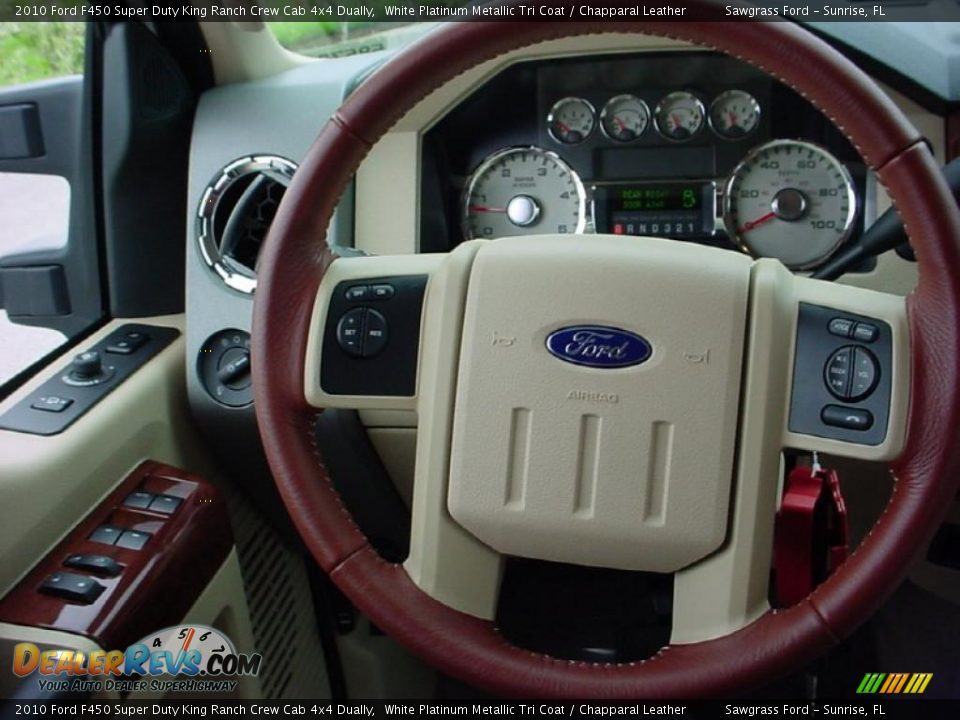 2010 Ford F450 Super Duty King Ranch Crew Cab 4x4 Dually White Platinum Metallic Tri Coat / Chapparal Leather Photo #21