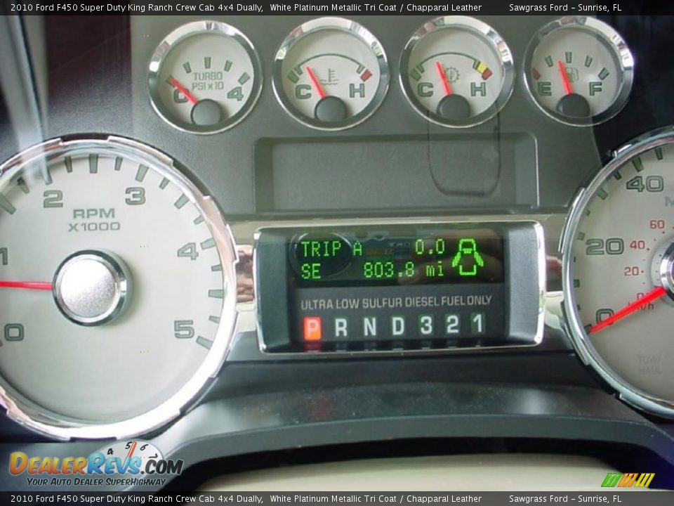 2010 Ford F450 Super Duty King Ranch Crew Cab 4x4 Dually White Platinum Metallic Tri Coat / Chapparal Leather Photo #28