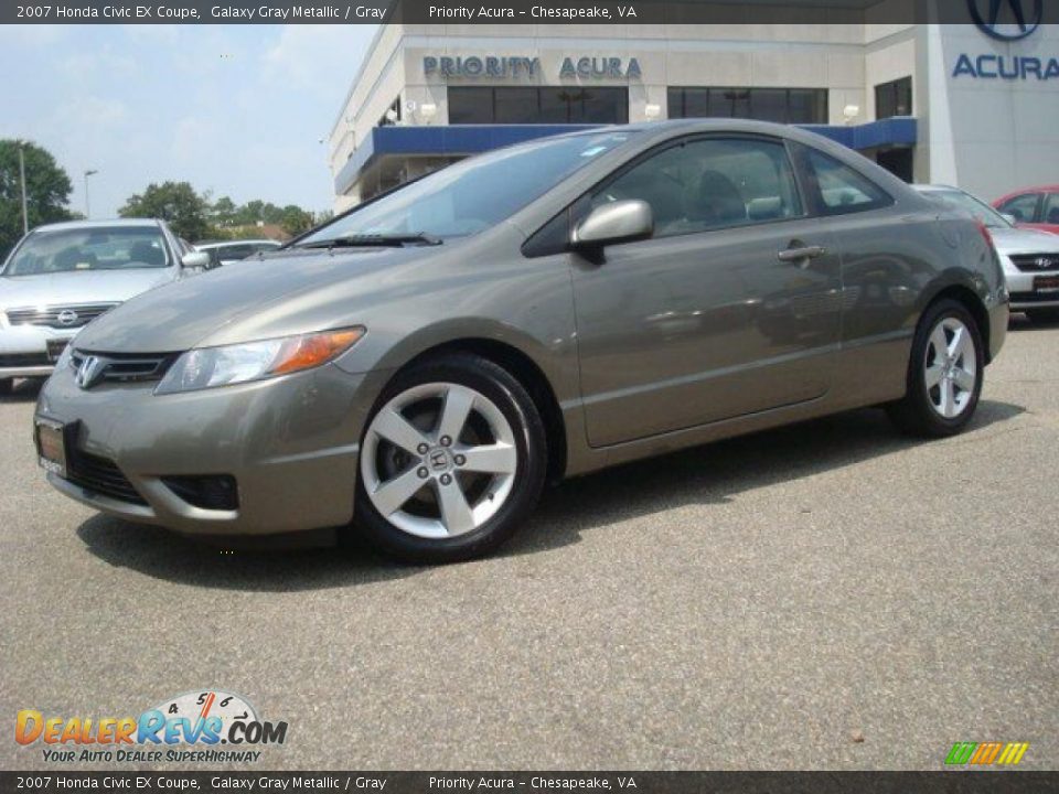 2007 Honda Civic EX Coupe Galaxy Gray Metallic / Gray Photo #2