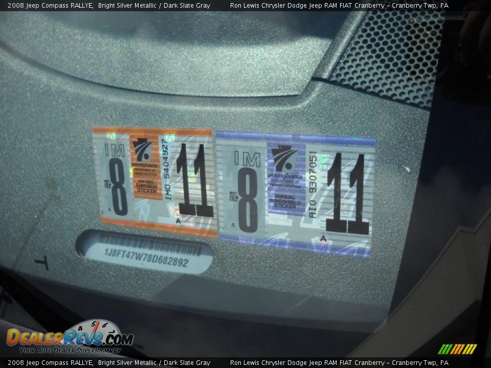 2008 Jeep Compass RALLYE Bright Silver Metallic / Dark Slate Gray Photo #14