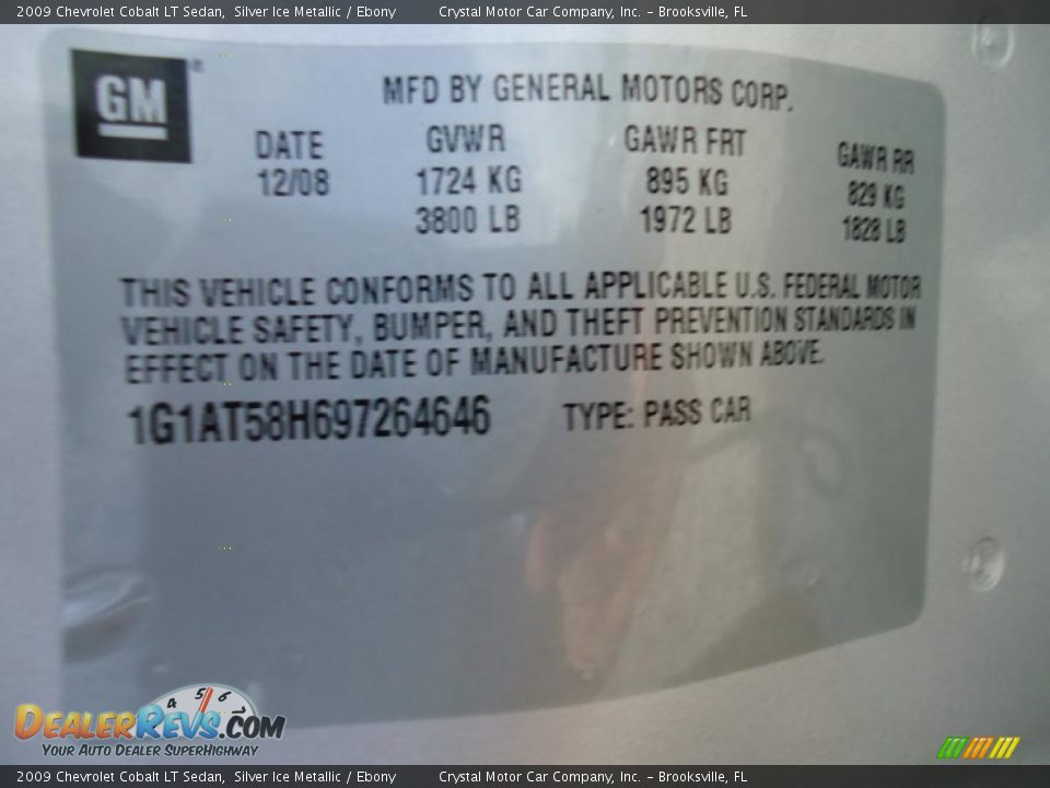 2009 Chevrolet Cobalt LT Sedan Silver Ice Metallic / Ebony Photo #35