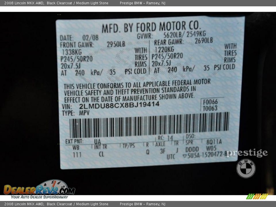 2008 Lincoln MKX AWD Black Clearcoat / Medium Light Stone Photo #15