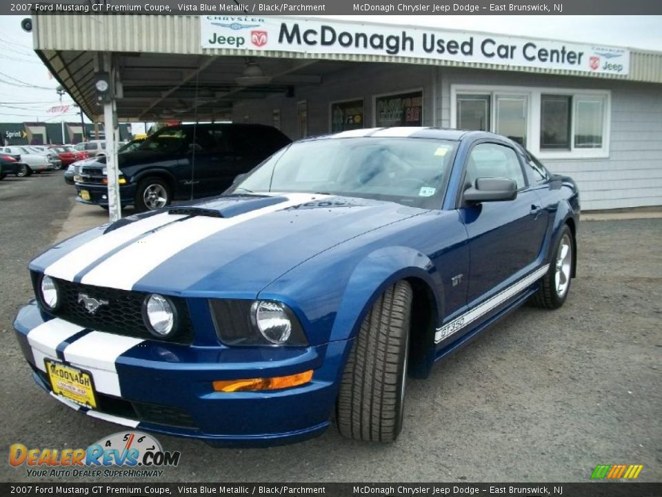 2007 Ford Mustang GT Premium Coupe Vista Blue Metallic / Black/Parchment Photo #1