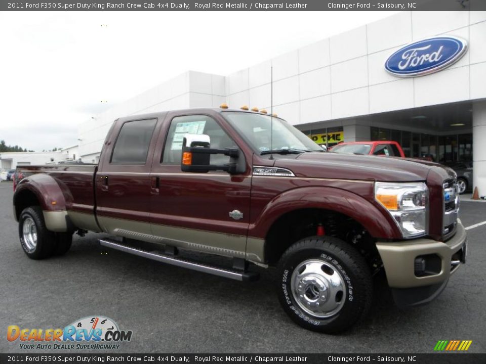 2011 Ford F350 Super Duty King Ranch Crew Cab 4x4 Dually Royal Red Metallic / Chaparral Leather Photo #1