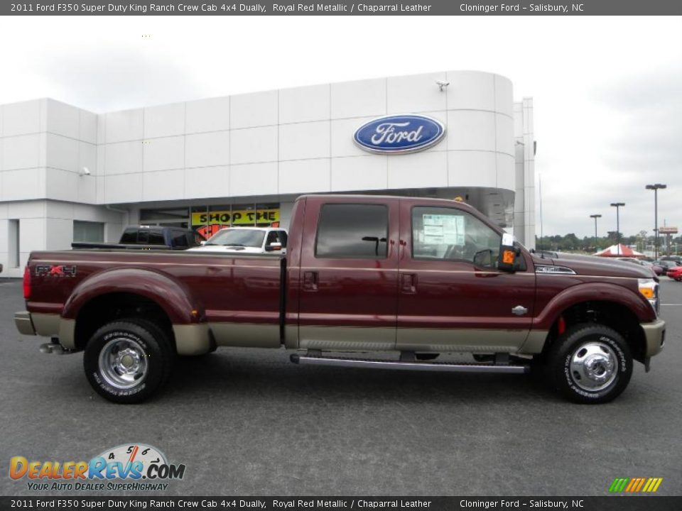 2011 Ford F350 Super Duty King Ranch Crew Cab 4x4 Dually Royal Red Metallic / Chaparral Leather Photo #2