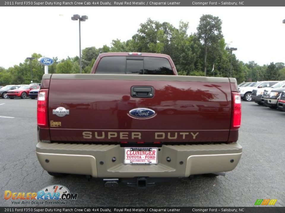 2011 Ford F350 Super Duty King Ranch Crew Cab 4x4 Dually Royal Red Metallic / Chaparral Leather Photo #4