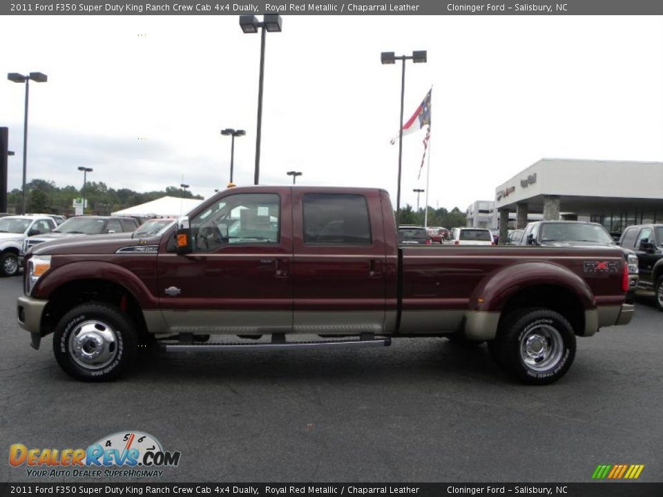 2011 Ford F350 Super Duty King Ranch Crew Cab 4x4 Dually Royal Red Metallic / Chaparral Leather Photo #5