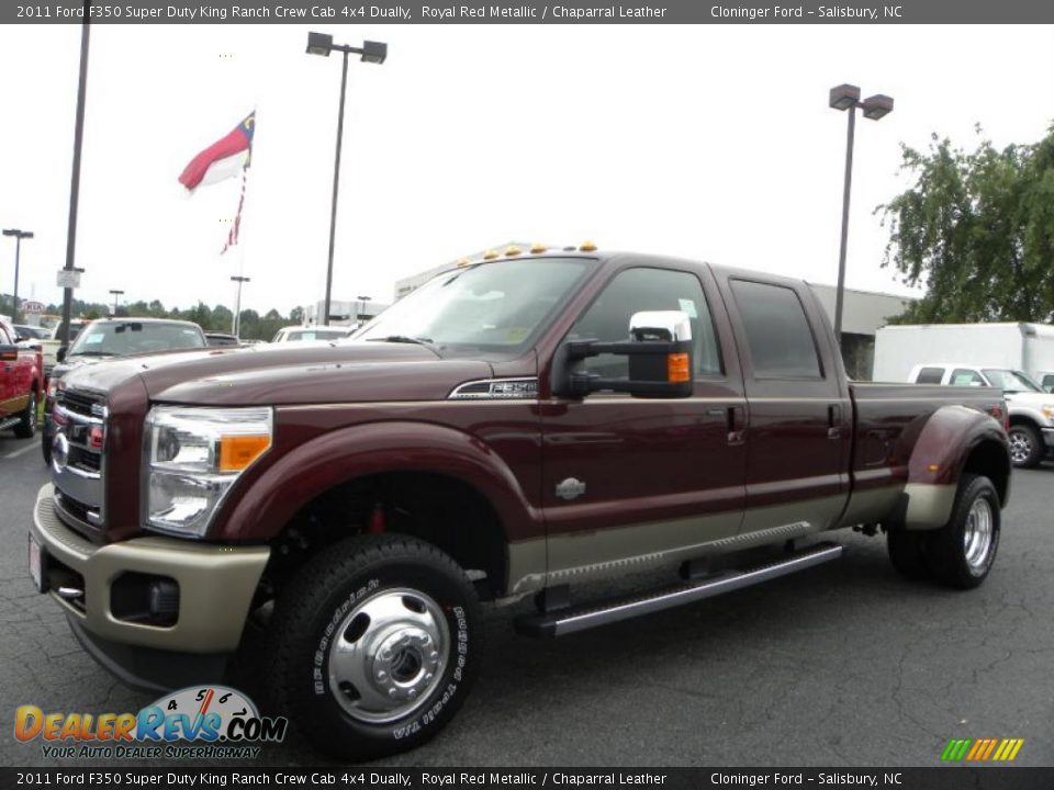 2011 Ford F350 Super Duty King Ranch Crew Cab 4x4 Dually Royal Red Metallic / Chaparral Leather Photo #6