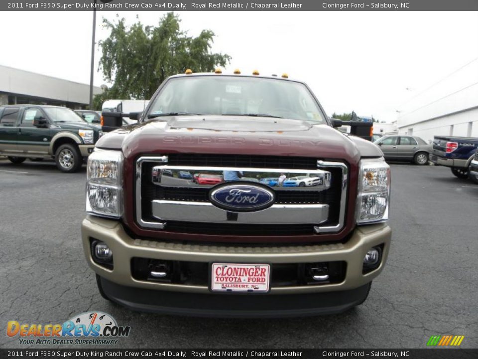2011 Ford F350 Super Duty King Ranch Crew Cab 4x4 Dually Royal Red Metallic / Chaparral Leather Photo #7