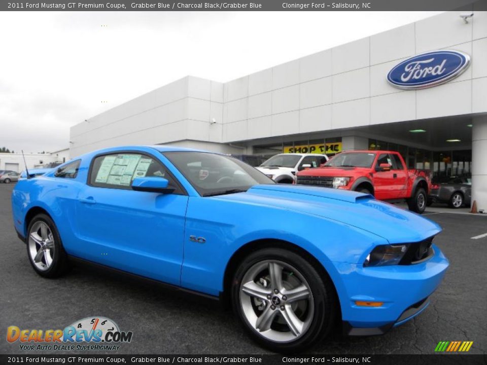 2011 Ford Mustang GT Premium Coupe Grabber Blue / Charcoal Black/Grabber Blue Photo #1