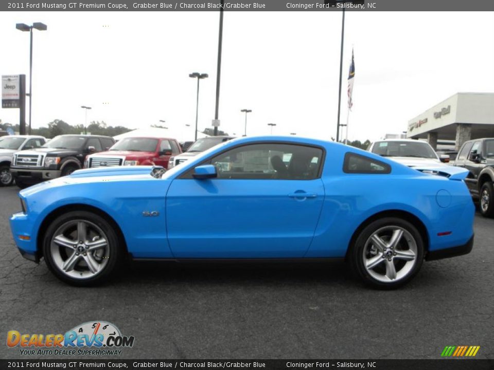 2011 Ford Mustang GT Premium Coupe Grabber Blue / Charcoal Black/Grabber Blue Photo #5