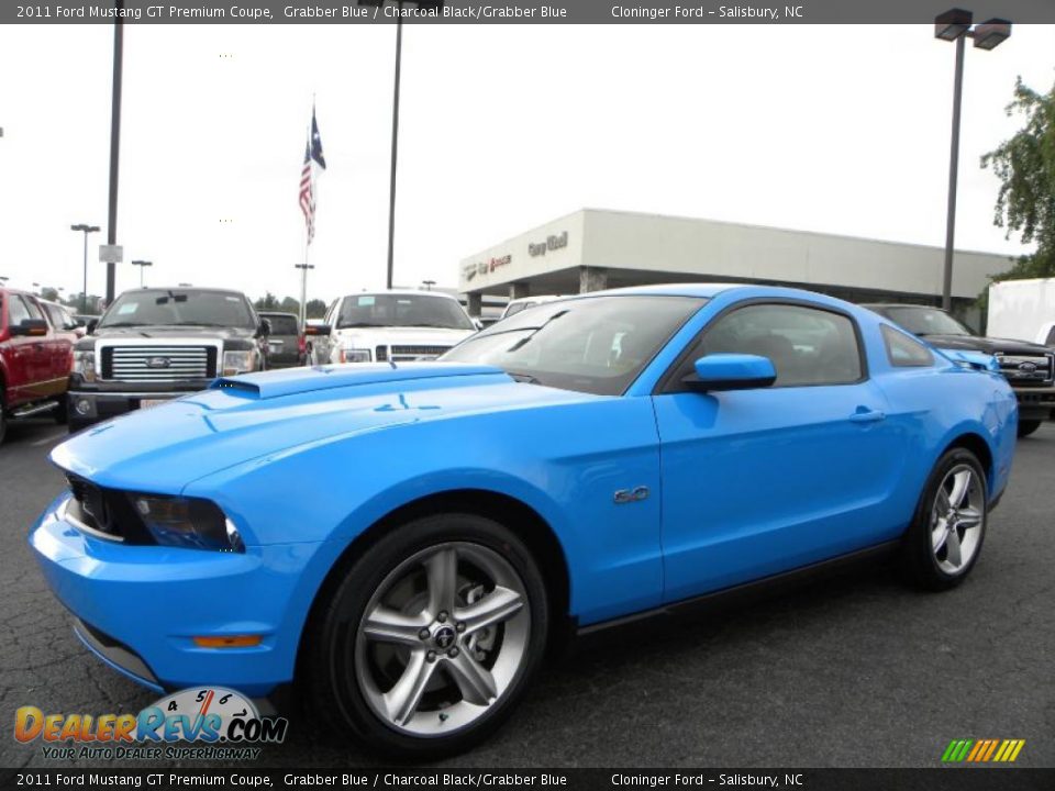 2011 Ford Mustang GT Premium Coupe Grabber Blue / Charcoal Black/Grabber Blue Photo #6