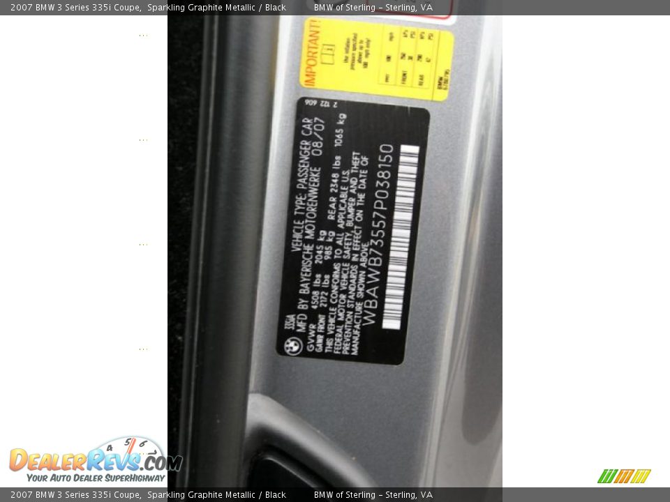 2007 BMW 3 Series 335i Coupe Sparkling Graphite Metallic / Black Photo #16
