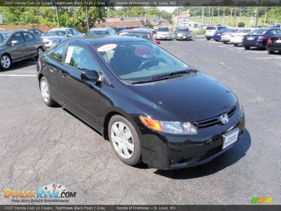 2007 Honda Civic LX Coupe Nighthawk Black Pearl / Gray Photo #6