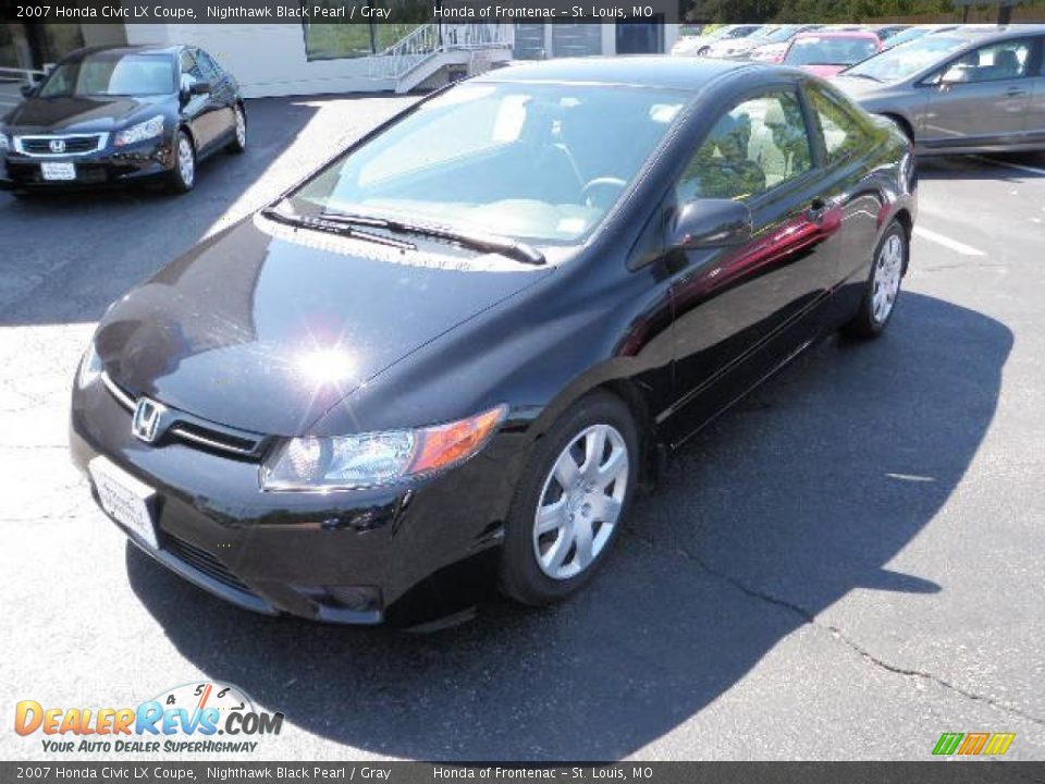 2007 Honda Civic LX Coupe Nighthawk Black Pearl / Gray Photo #8