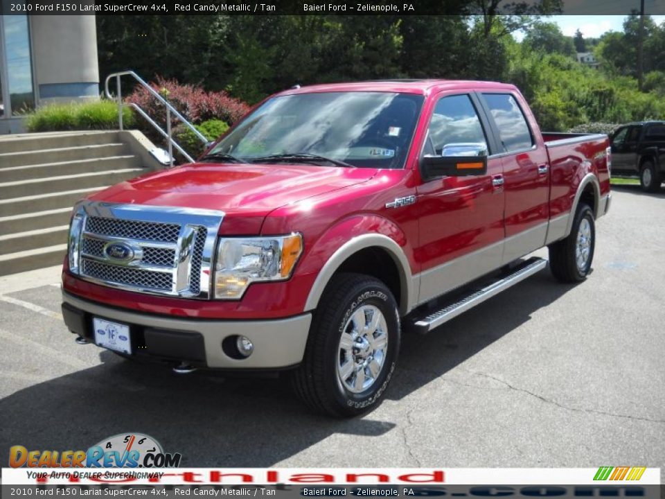 2010 Ford F150 Lariat Supercrew 4x4 Red Candy Metallic   Tan Photo #2 