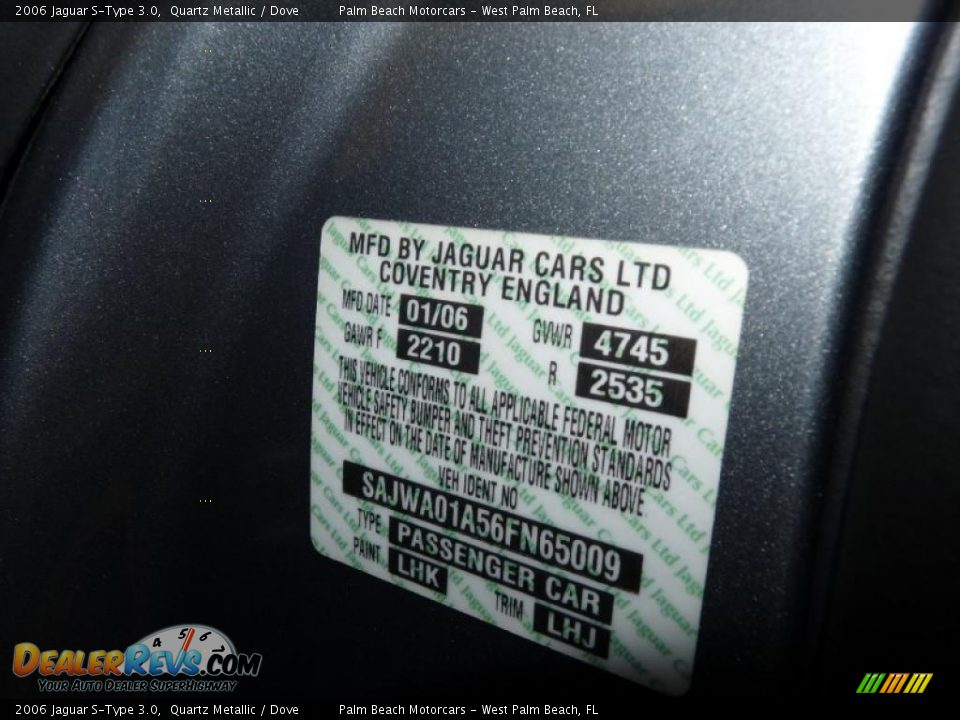2006 Jaguar S-Type 3.0 Quartz Metallic / Dove Photo #32