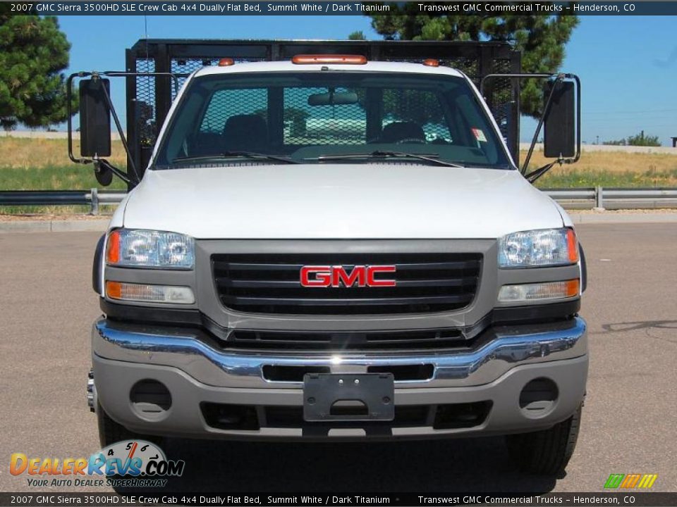 2007 GMC Sierra 3500HD SLE Crew Cab 4x4 Dually Flat Bed Summit White / Dark Titanium Photo #2