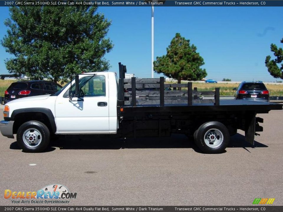 2007 GMC Sierra 3500HD SLE Crew Cab 4x4 Dually Flat Bed Summit White / Dark Titanium Photo #4