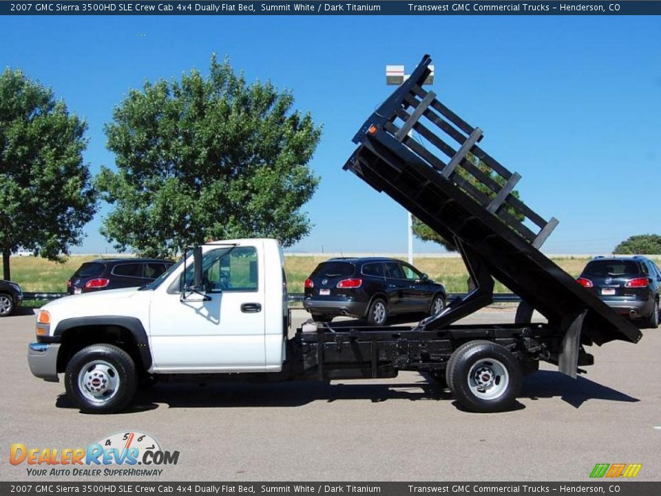 2007 GMC Sierra 3500HD SLE Crew Cab 4x4 Dually Flat Bed Summit White / Dark Titanium Photo #5