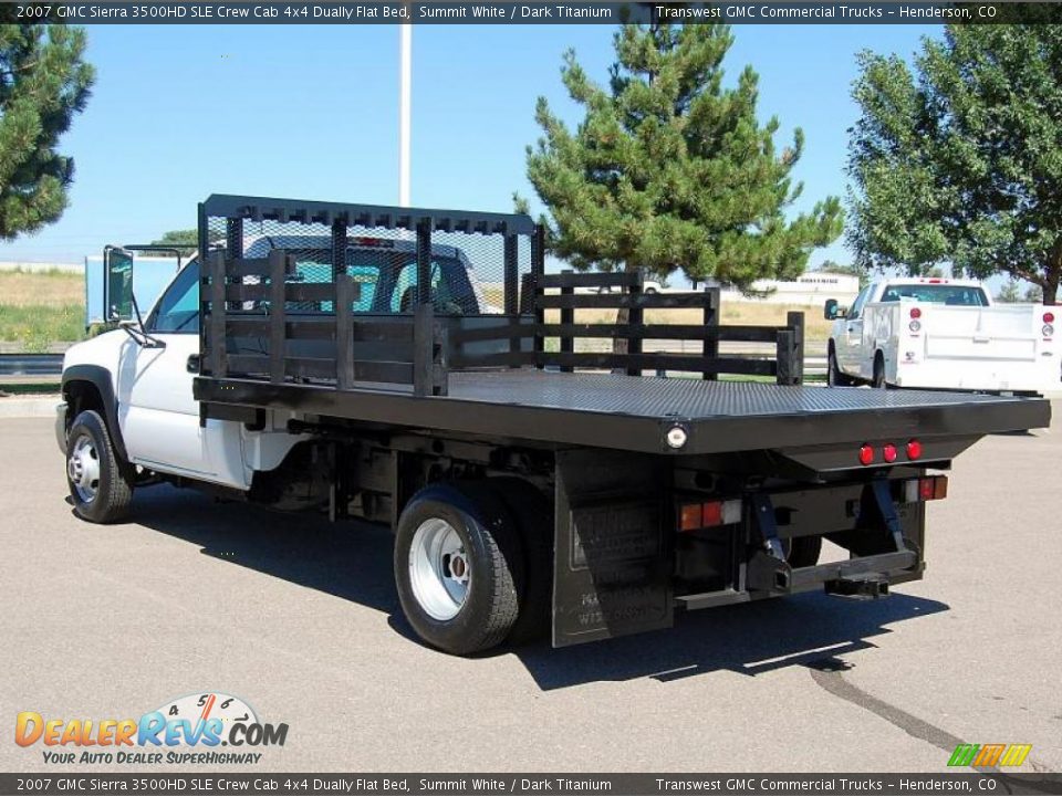 2007 GMC Sierra 3500HD SLE Crew Cab 4x4 Dually Flat Bed Summit White / Dark Titanium Photo #7