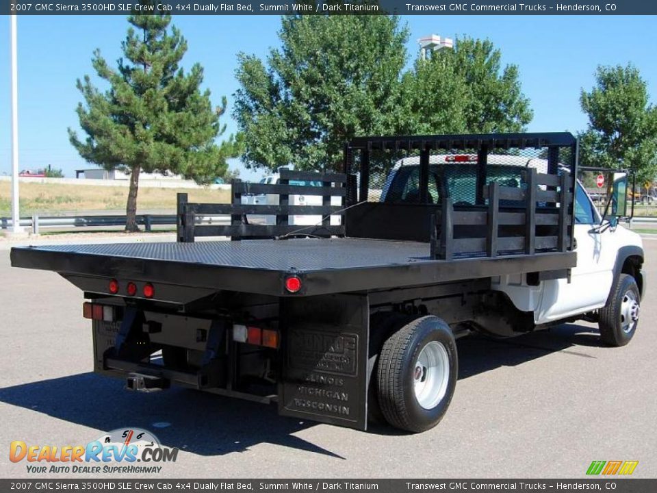 2007 GMC Sierra 3500HD SLE Crew Cab 4x4 Dually Flat Bed Summit White / Dark Titanium Photo #10