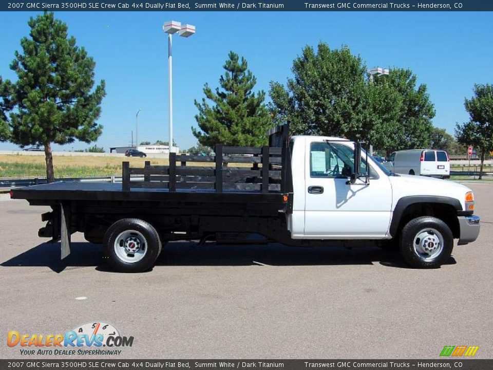 2007 GMC Sierra 3500HD SLE Crew Cab 4x4 Dually Flat Bed Summit White / Dark Titanium Photo #11